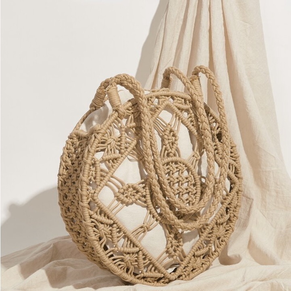 Shein NWT Hollow Out Circle Bag Neutral Color - Picture 14 of 14